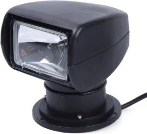 100W Bulb Spotlight for Boat Truck Car Marine Searchlight Lighting 2500LM 12V Waterproof 360° Rotate Halogen Searchlight Outdoor Lamp (Black,Simple Remote Control)