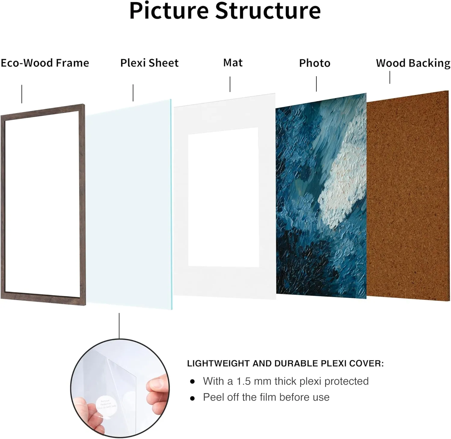 11x14 Picture Frame with 8x10 Mat, Set of 2 Photo Frames Oak Brown Solid Wood Veneer Finish, and Plexiglass Front for Poster Gallery Wall Home Decor