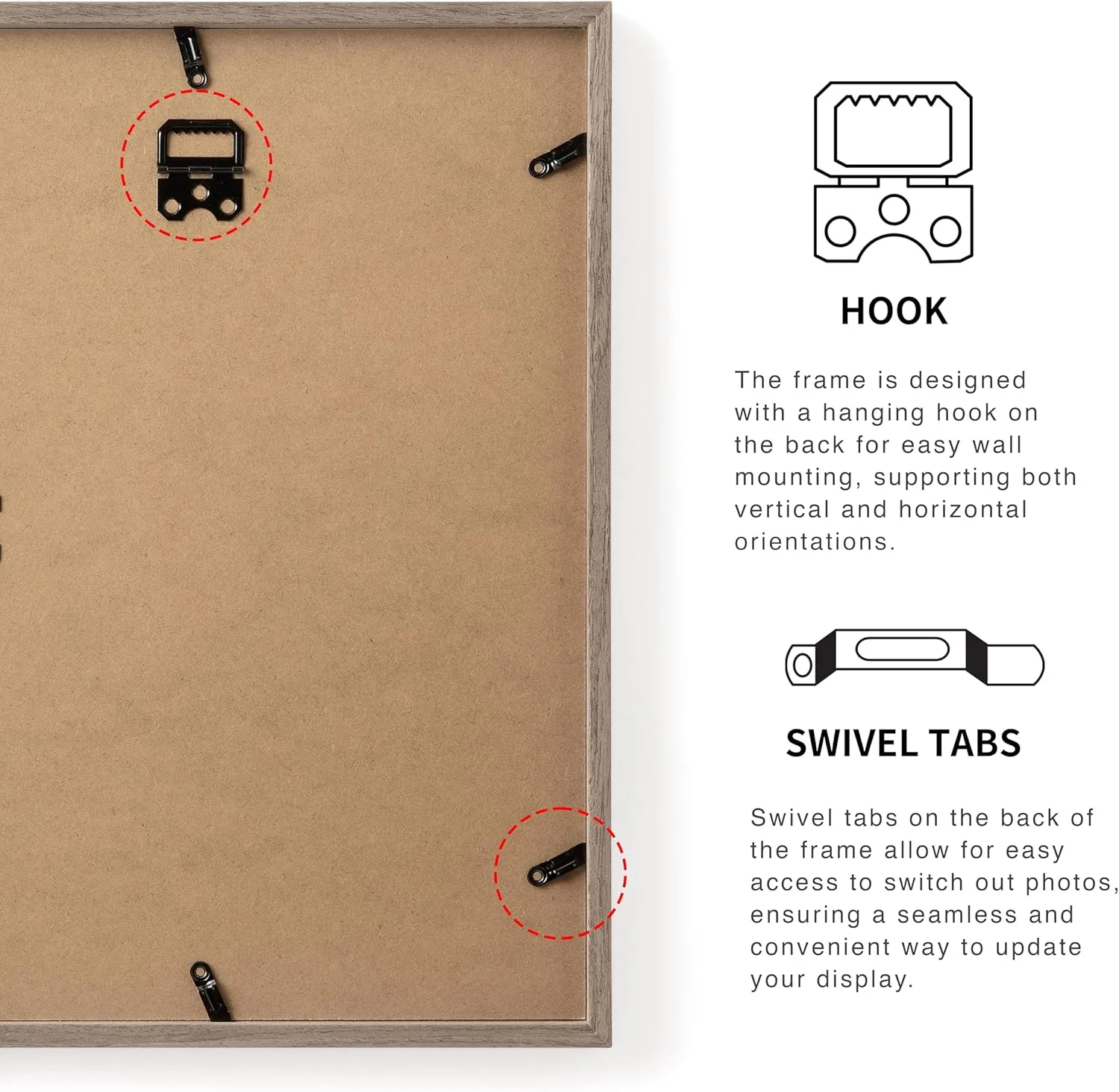 11x14 Picture Frame with 8x10 Mat, Set of 2 Photo Frames Oak Brown Solid Wood Veneer Finish, and Plexiglass Front for Poster Gallery Wall Home Decor
