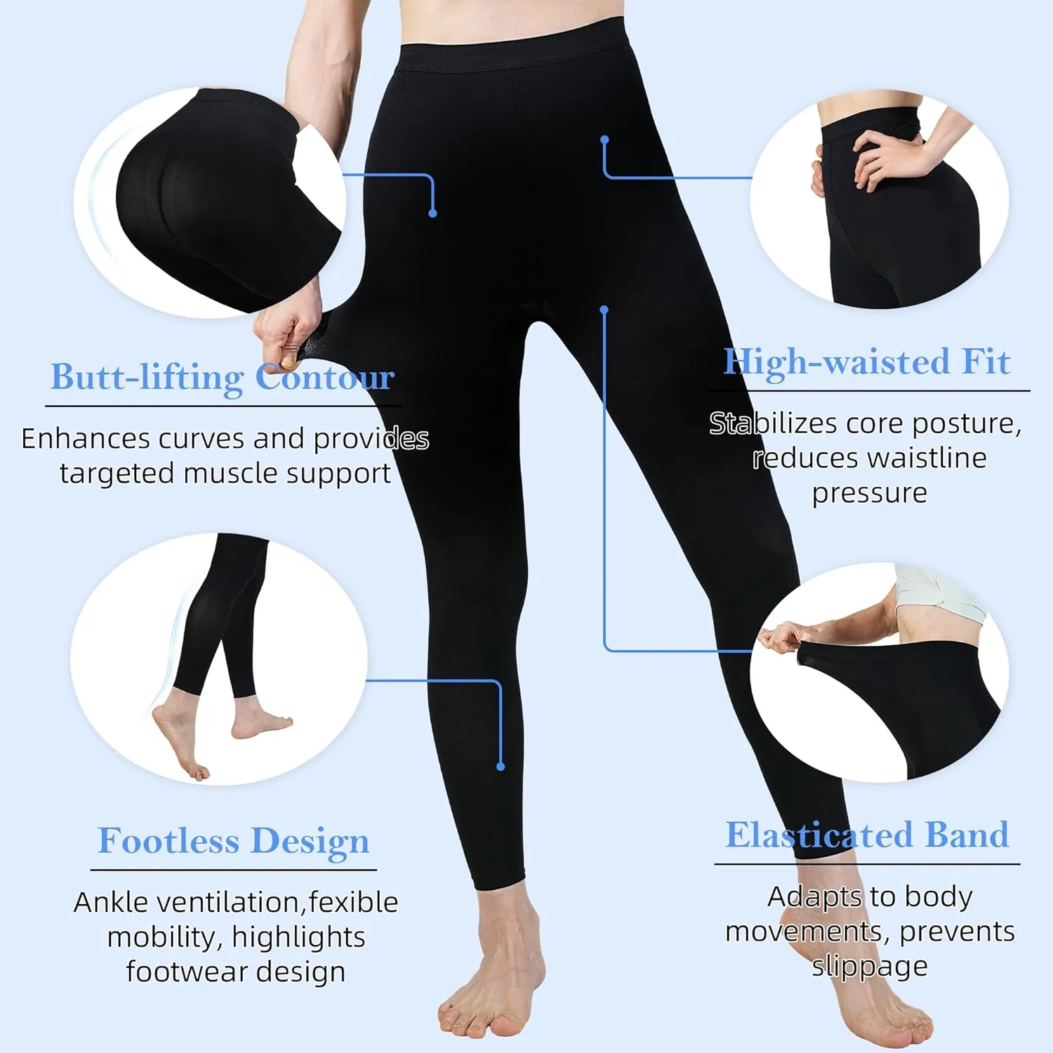 20-30mmHg Medical Compression Pantyhose, Women Compression Stockings & Leggings, Opaque Footless High Waist Opaque Compression Tights for Varicose Veins, Graduated Support Hose for Doctor
