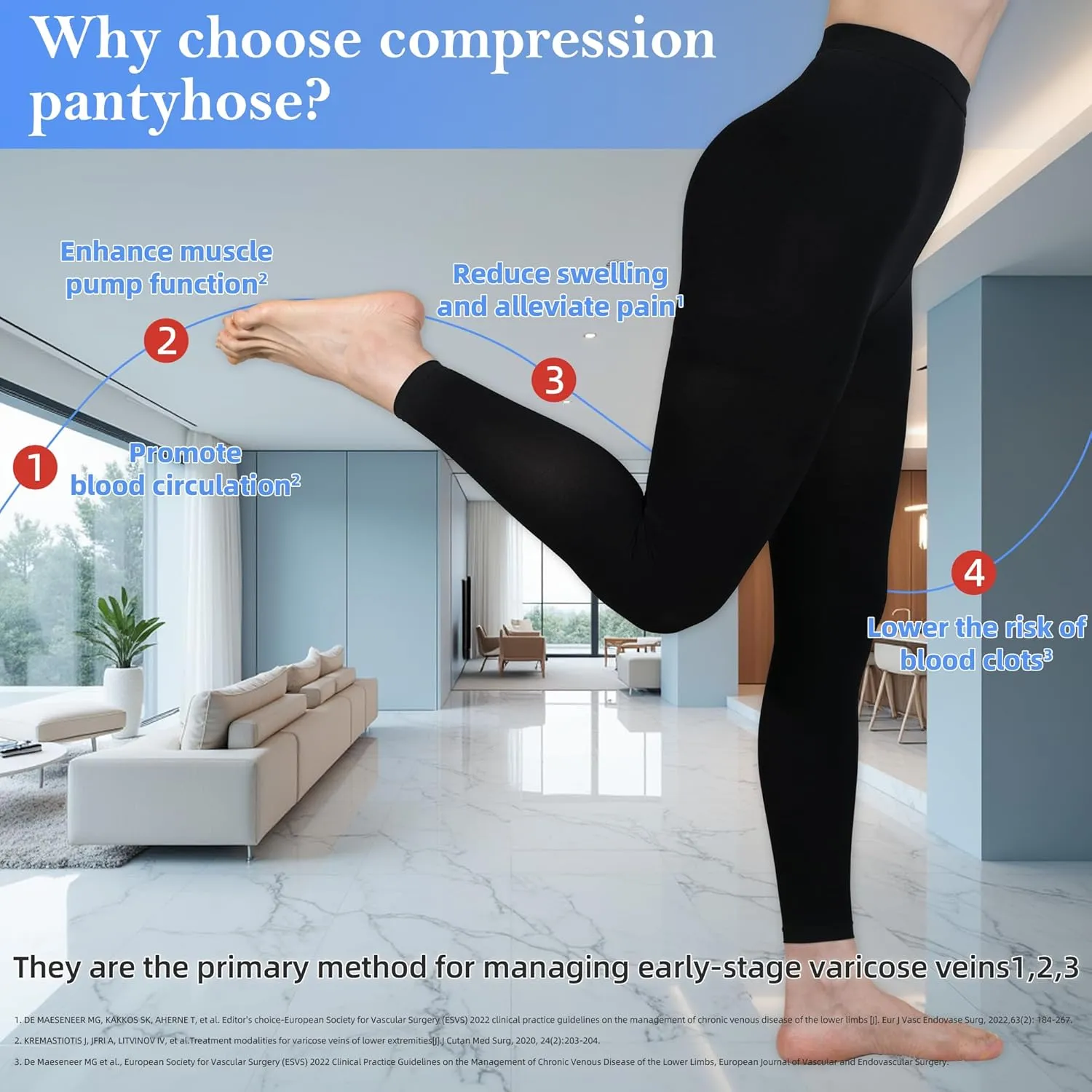 20-30mmHg Medical Compression Pantyhose, Women Compression Stockings & Leggings, Opaque Footless High Waist Opaque Compression Tights for Varicose Veins, Graduated Support Hose for Doctor