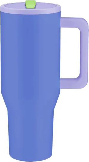 40 Oz Stainless Steel, Insulated Tumbler with Handle, Flip Straw, Rubber non-slip Base, Leak Proof, Car Cup Holder Friendly, Extra Straw and Cleaner. (Lime Rickey)