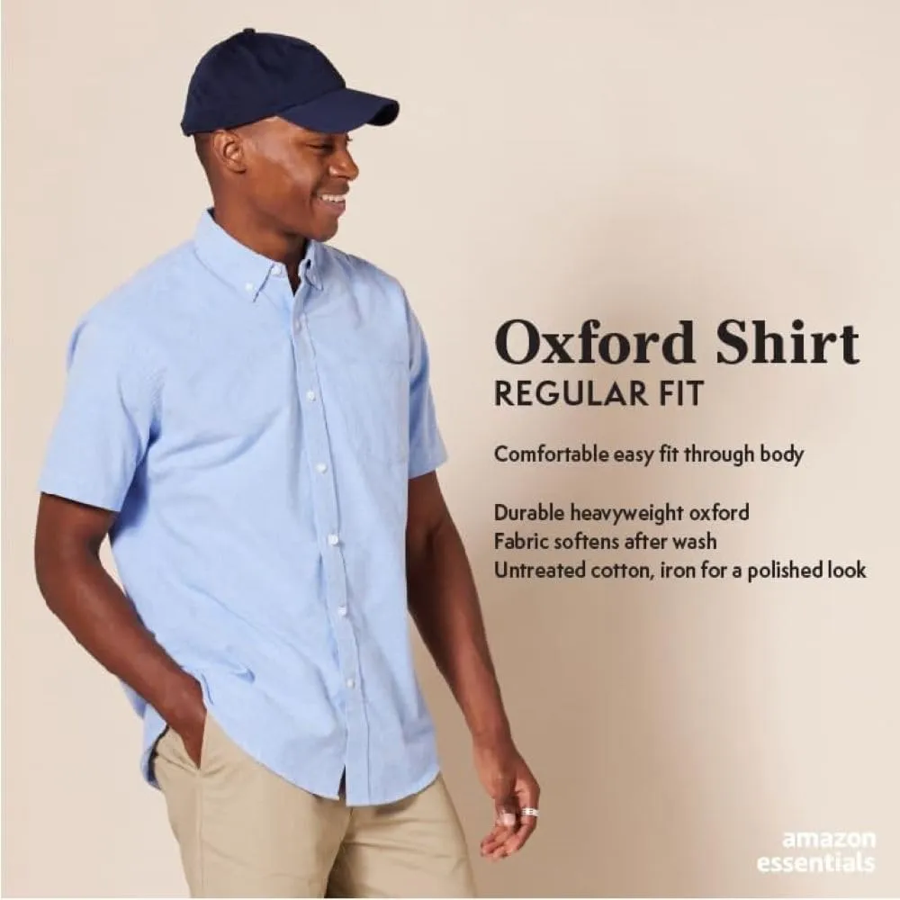 Amazon Essentials Oxford Shirts for Men - Regular-Fit, Short-Sleeve