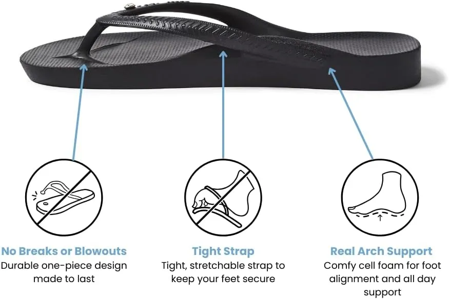 Archies Arch Support Flip Flops for Men & Women – Orthotic Sandals for Plantar Fasciitis Relief – Lightweight, Cushioning, Shock-Absorbing Thong Sandals for Walking, Foot Pain & All-Day Comfort
