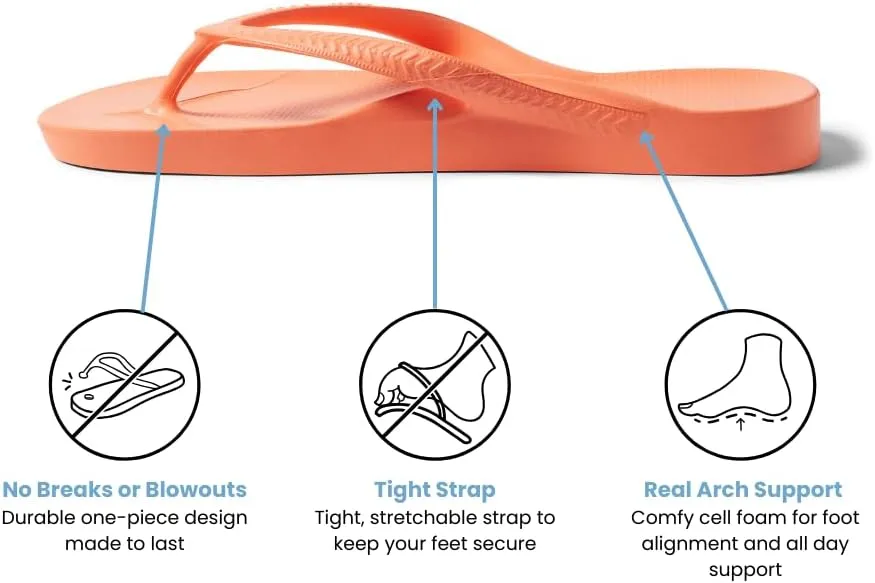 Archies Arch Support Flip Flops for Men & Women – Orthotic Sandals for Plantar Fasciitis Relief – Lightweight, Cushioning, Shock-Absorbing Thong Sandals for Walking, Foot Pain & All-Day Comfort