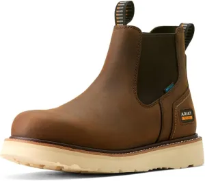 ARIAT Men's Rebar Wedge Chelsea Waterproof Work Boot, Distressed Brown, 10
