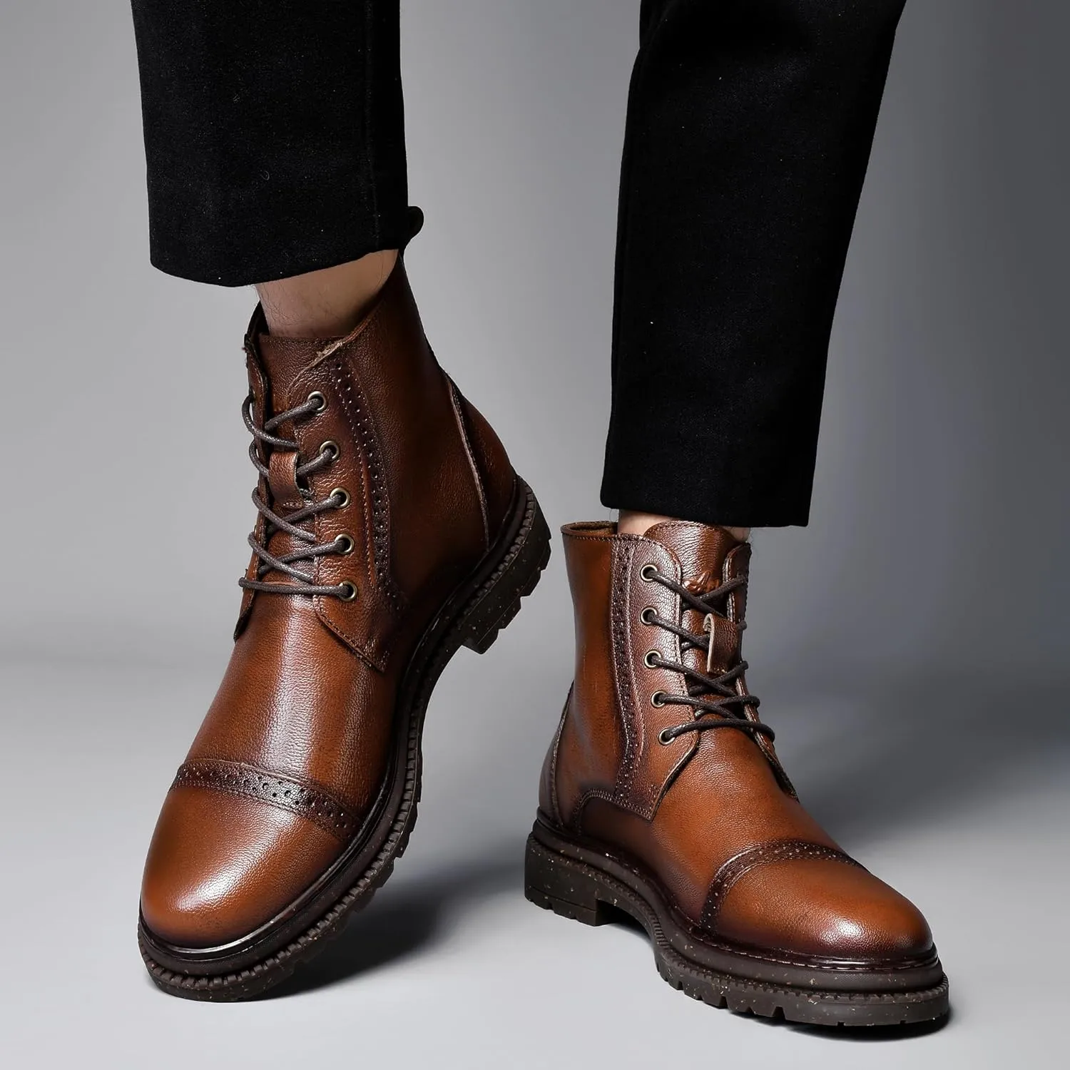 Arkbird Mens Oxford Dress Boots Fashion Casual Genuine Leather Brogue Chukka Ankle Boot for Men