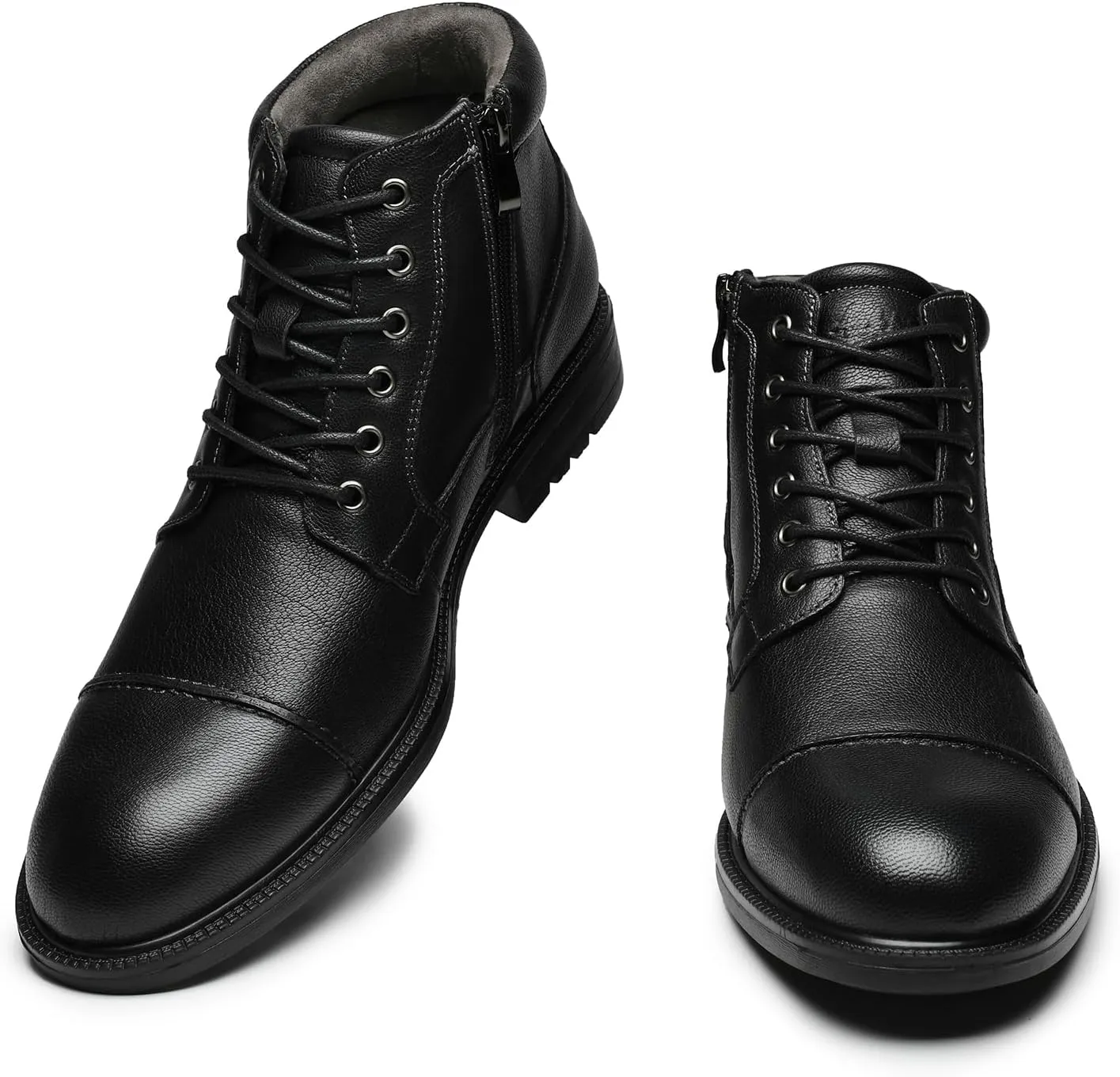 Arkbird Mens Oxford Leather Dress Boots Classic Cap Toe Side Zip Mid Top Casual Ankle Boots for Men