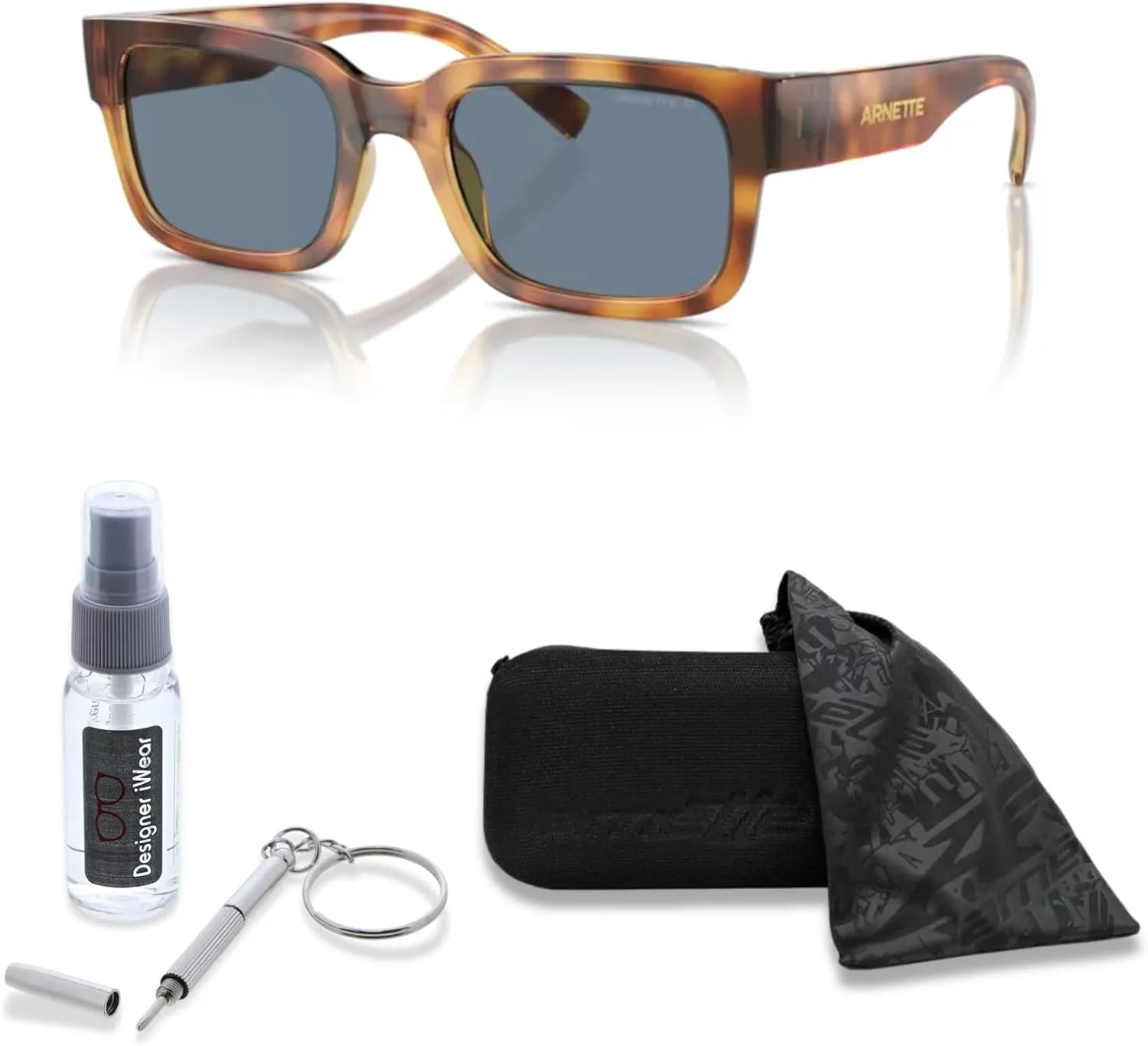 ARNETTE Big Flip AN4343 Rectangle Sunglasses for Men   BUNDLE WIth Designer iWear Complimentary Eyewear Kit