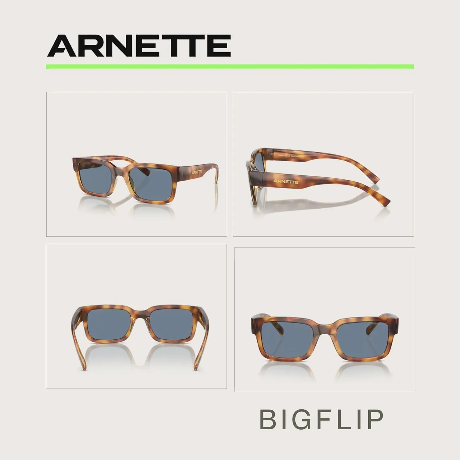 ARNETTE Big Flip AN4343 Rectangle Sunglasses for Men   BUNDLE WIth Designer iWear Complimentary Eyewear Kit