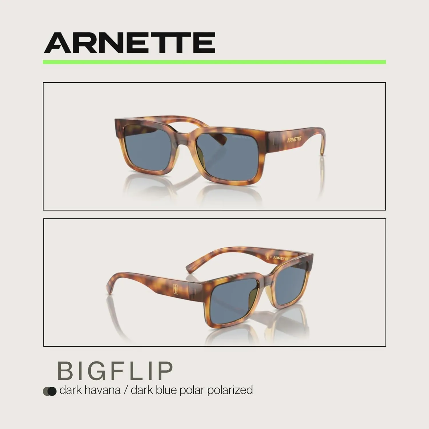 ARNETTE Big Flip AN4343 Rectangle Sunglasses for Men   BUNDLE WIth Designer iWear Complimentary Eyewear Kit