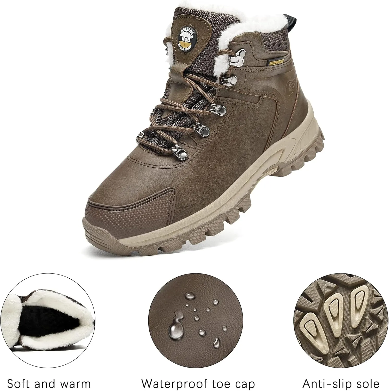 Artlea Winter Snow Boots For Women Mens Hiking Mid Calf Waterproof Outdoor Boots