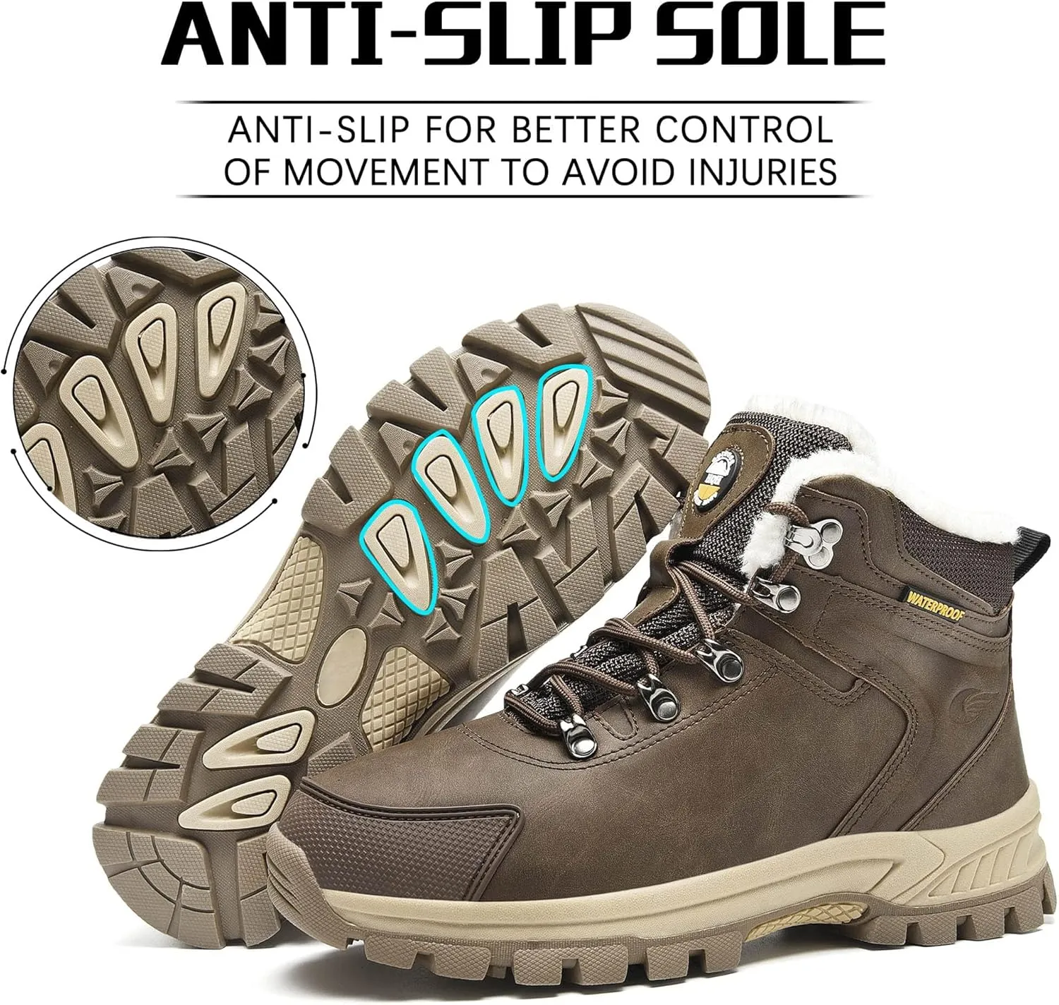 Artlea Winter Snow Boots For Women Mens Hiking Mid Calf Waterproof Outdoor Boots