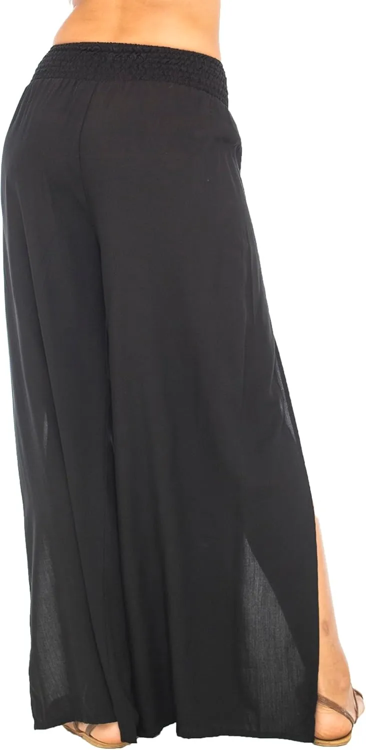 Back From Bali Womens Palazzo Pants Wide Leg Loose Beach Pants with Slit Boho Swimsuit Cover Up…