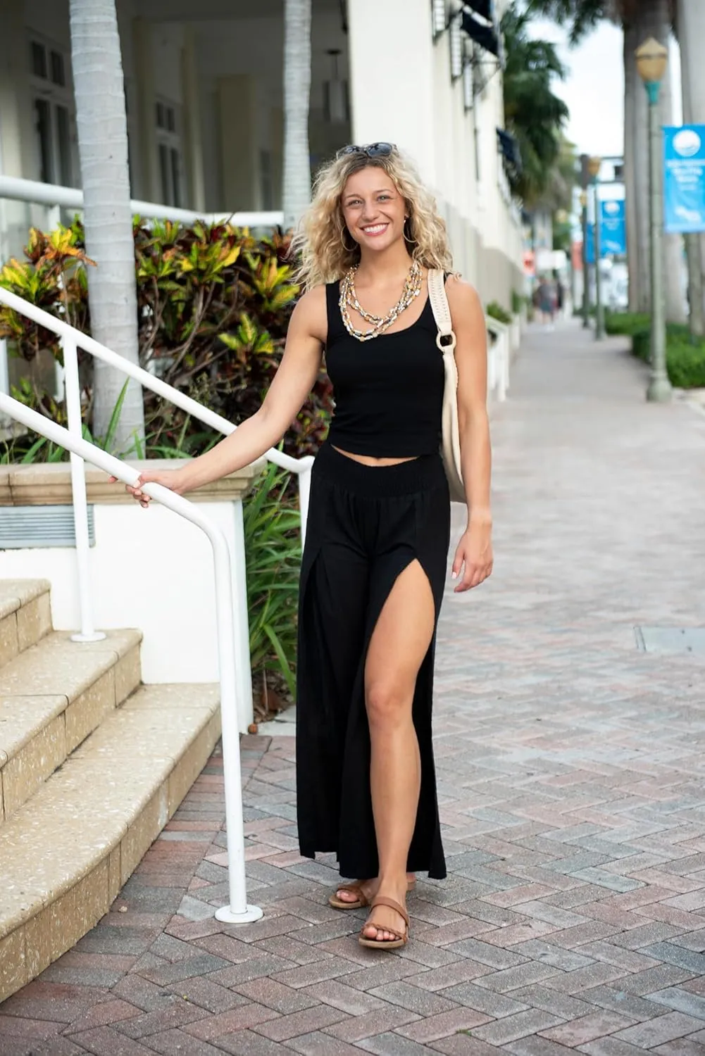 Back From Bali Womens Palazzo Pants Wide Leg Loose Beach Pants with Slit Boho Swimsuit Cover Up…