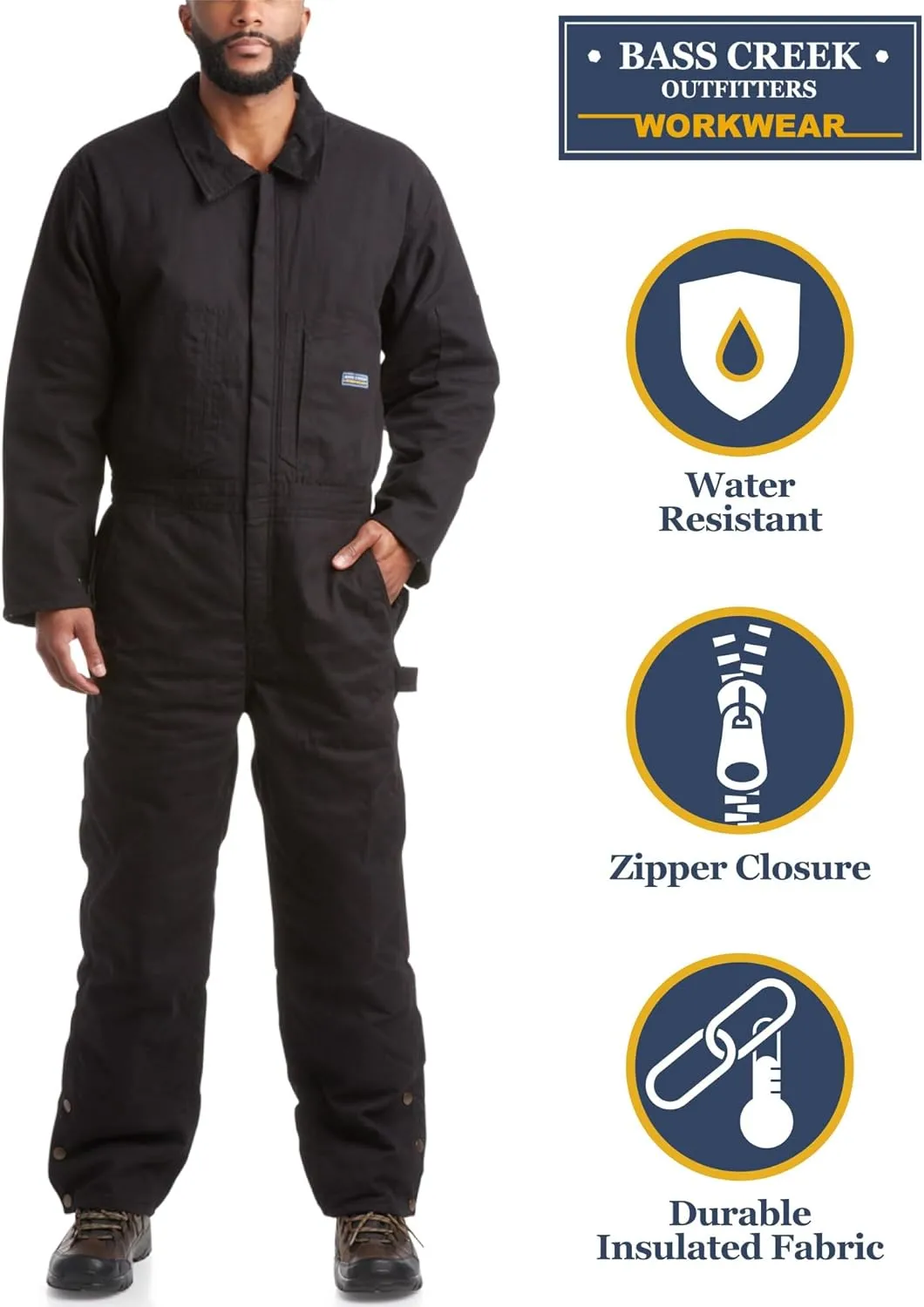 Bass Creek Outfitters Mens Coveralls - Insulated Water-Resistant Long Sleeve Work Wear Jump Suit, Coveralls for Men (M-XXL)