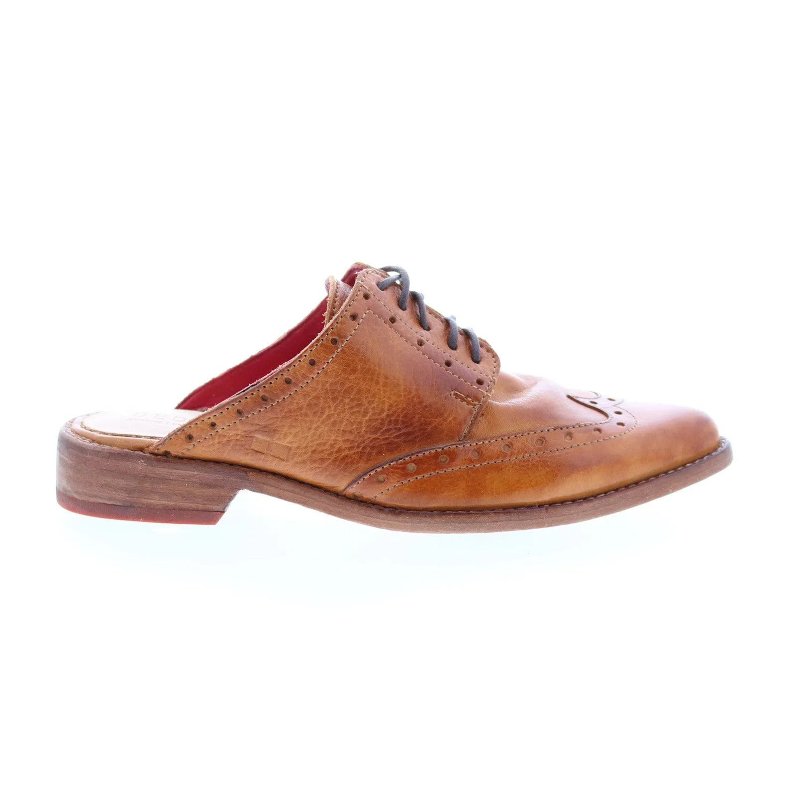 Bed Stu Mickie F373172 Womens Brown Leather Lace Up Mule Flats Shoes