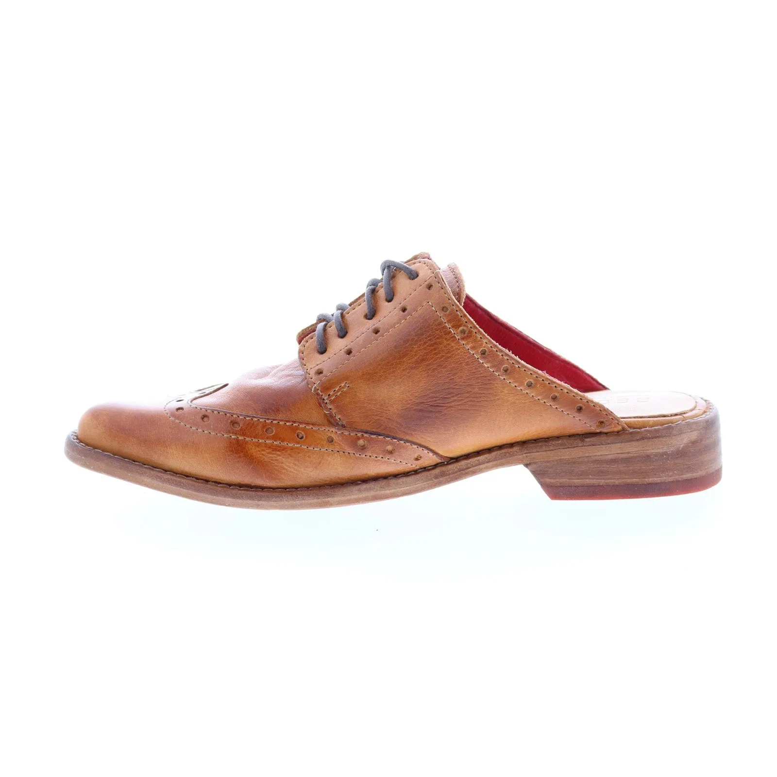 Bed Stu Mickie F373172 Womens Brown Leather Lace Up Mule Flats Shoes