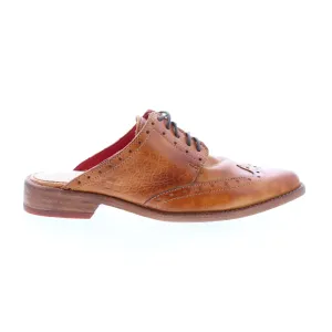 Bed Stu Mickie F373172 Womens Brown Leather Lace Up Mule Flats Shoes