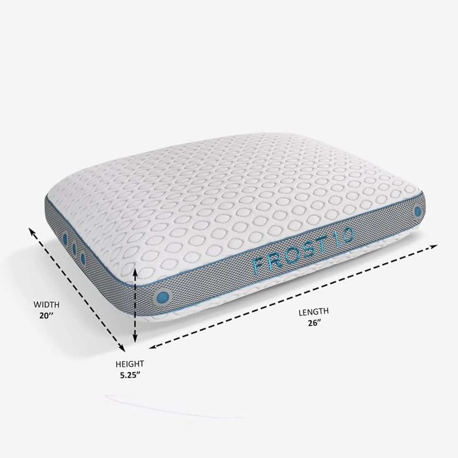 Bedgear Frost Performance Pillow - Size 1.0 - Cooling Bed Pillow for Hot Sleepers - Medium Firmness Pillow for All Sleep Positions, Hypoallergenic, Washable & Removable Cover - 20" W x 26" L x 5.25"H