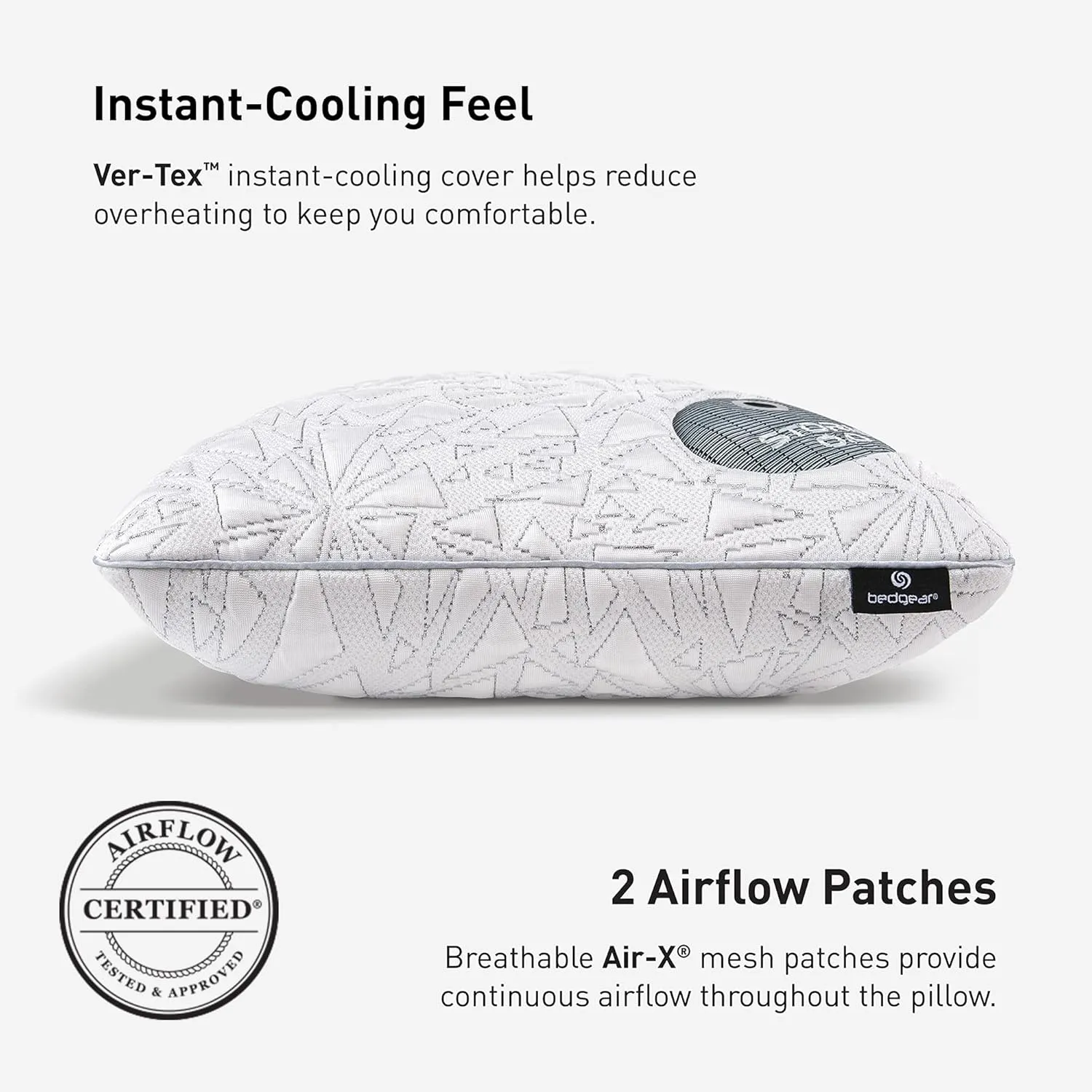 Bedgear Storm Performance Pillow – 0.0 - Cooling Bed Pillow for Hot Sleepers - Medium Firmness Pillow for All Sleep Positions, Washable & Removable Cover - 20" W x 26" L x 4.75" H
