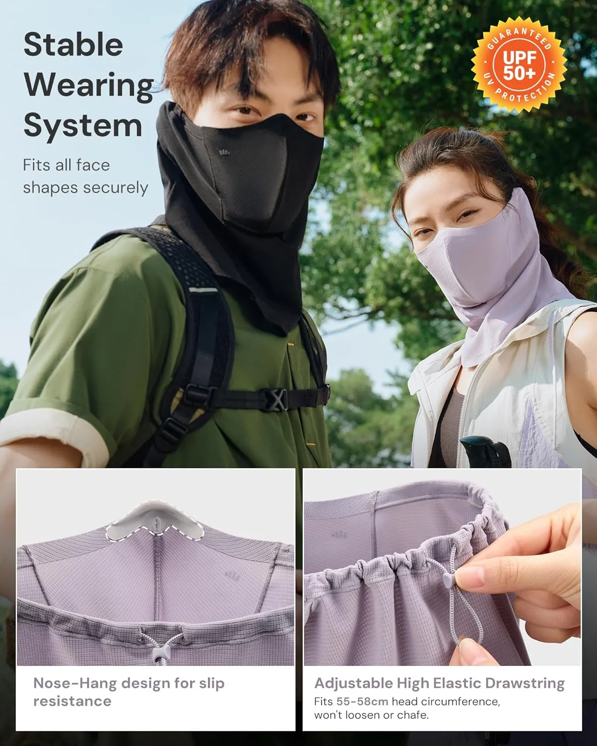 BENEUNDER Balaclava UV Sun Protection Face Cover UPF50  Breathable Cooling Neck Gaiter Unisex Summer Outdoor Hiking Fishing