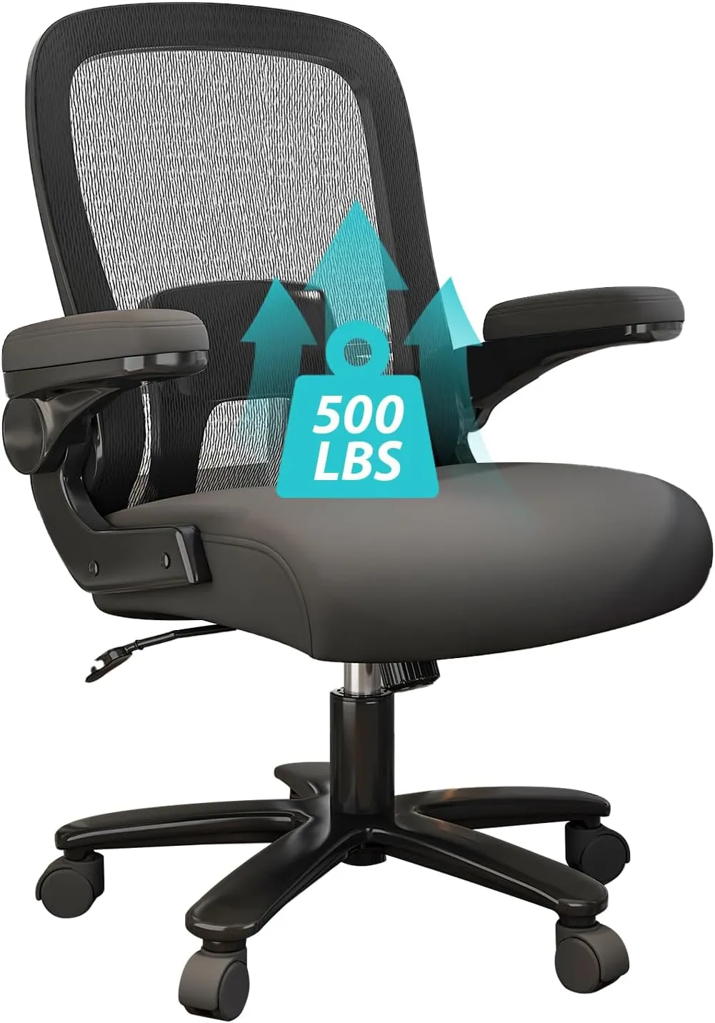 Big and Tall Office Chair 500 lbs, Ergonomic Office Chair with Adjustable Lumbar Support, Heavy Duty Mesh Desk Chair Wide Seat, Black Oversized Computer Chairs for Heavy People