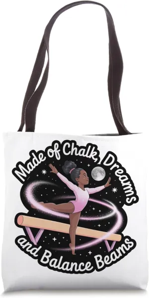 Black Girl Gymnastics Made of Chalk Dreams Balance Beam Tote Bag