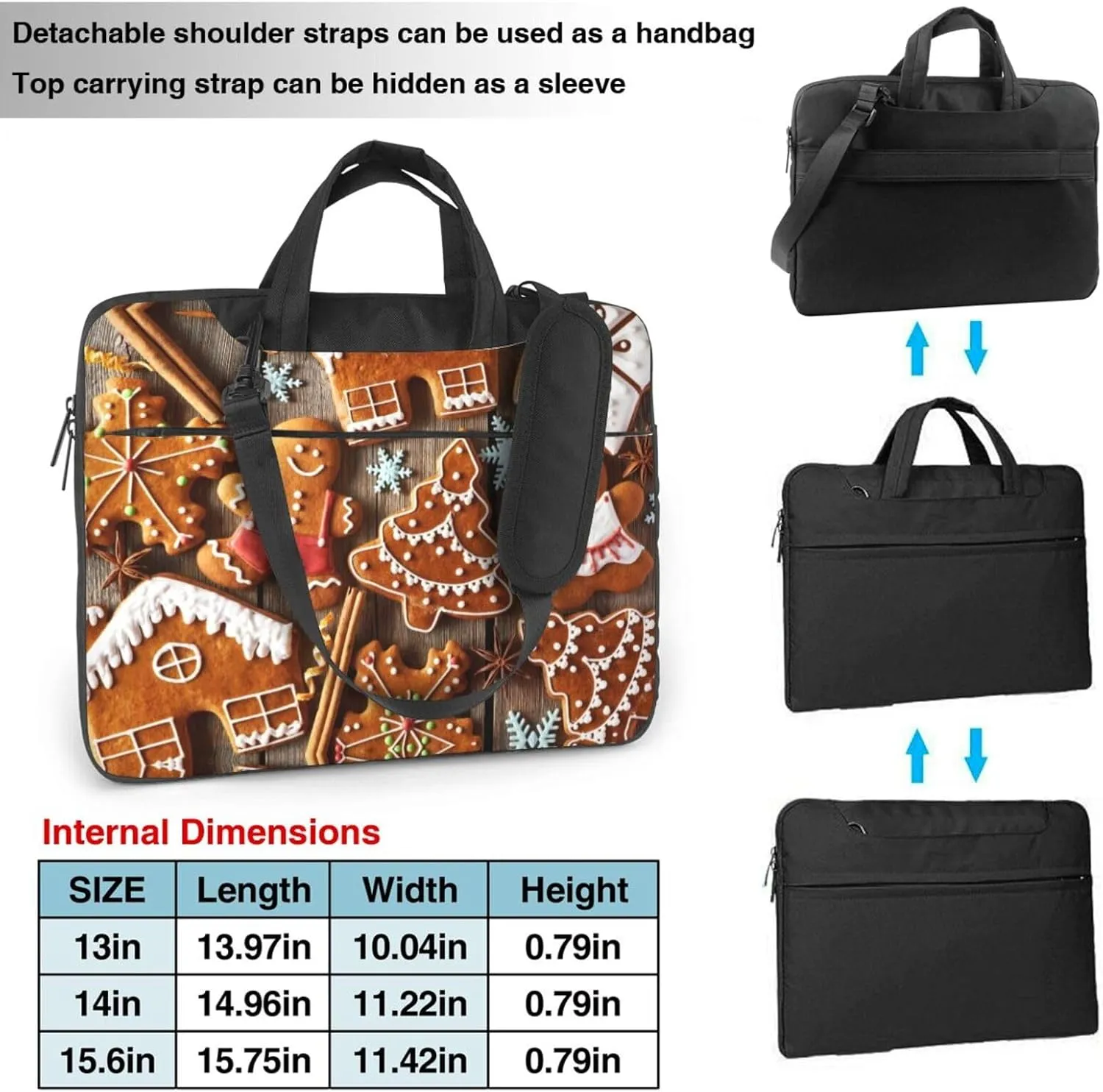 bread cookies Print Laptop Bag Laptop Case Shoulder Laptop Bag with Padded Protection Spacious Pockets