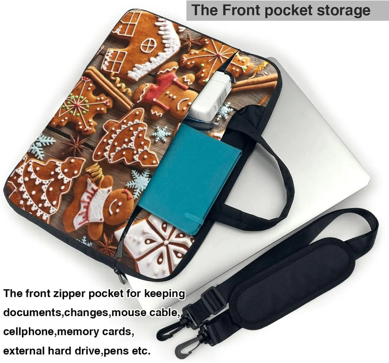 bread cookies Print Laptop Bag Laptop Case Shoulder Laptop Bag with Padded Protection Spacious Pockets