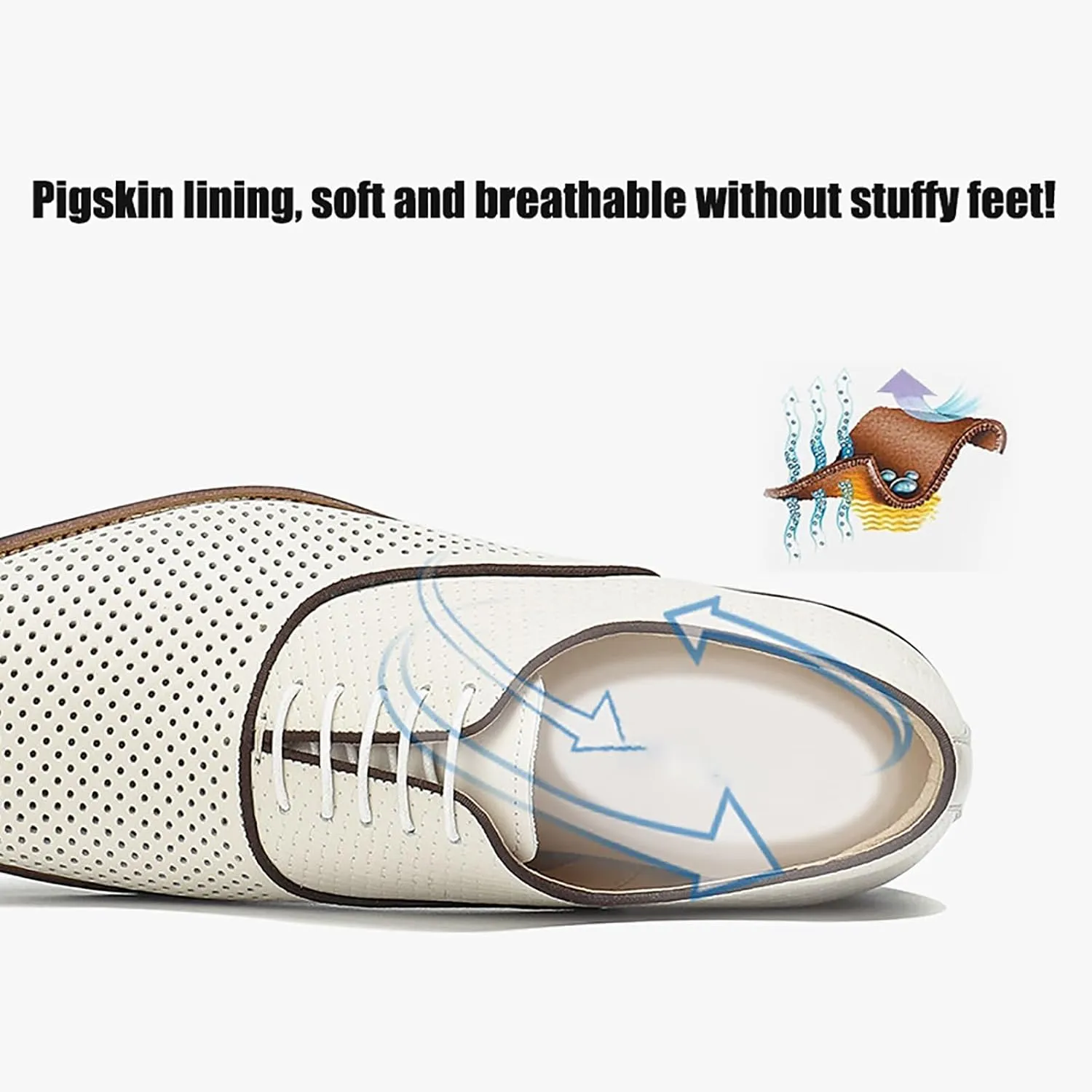 Breathable Business Casual Dress Shoes for Men Premium Cowhide Office Wear with Cushioned Comfort for Weddings, Parties and Professional Attire