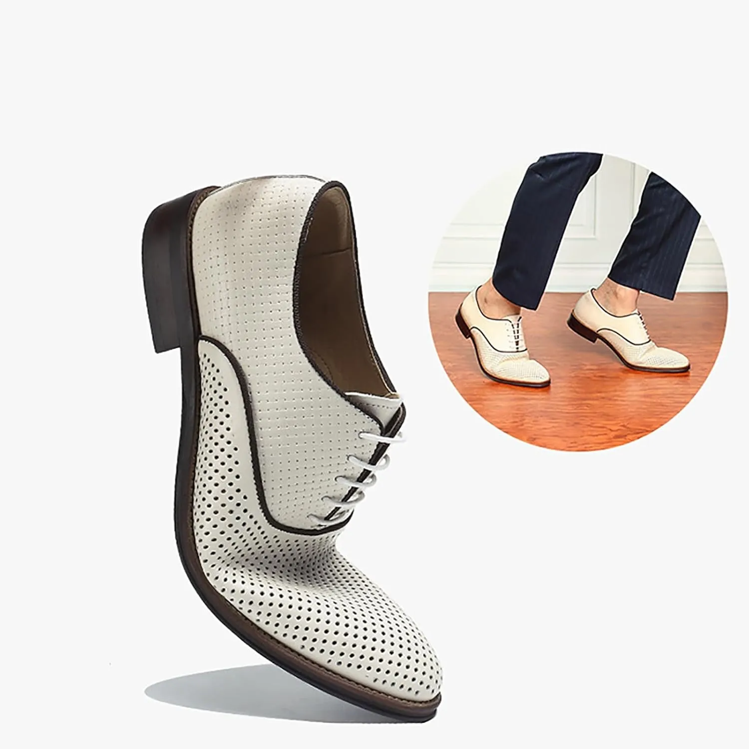 Breathable Business Casual Dress Shoes for Men Premium Cowhide Office Wear with Cushioned Comfort for Weddings, Parties and Professional Attire