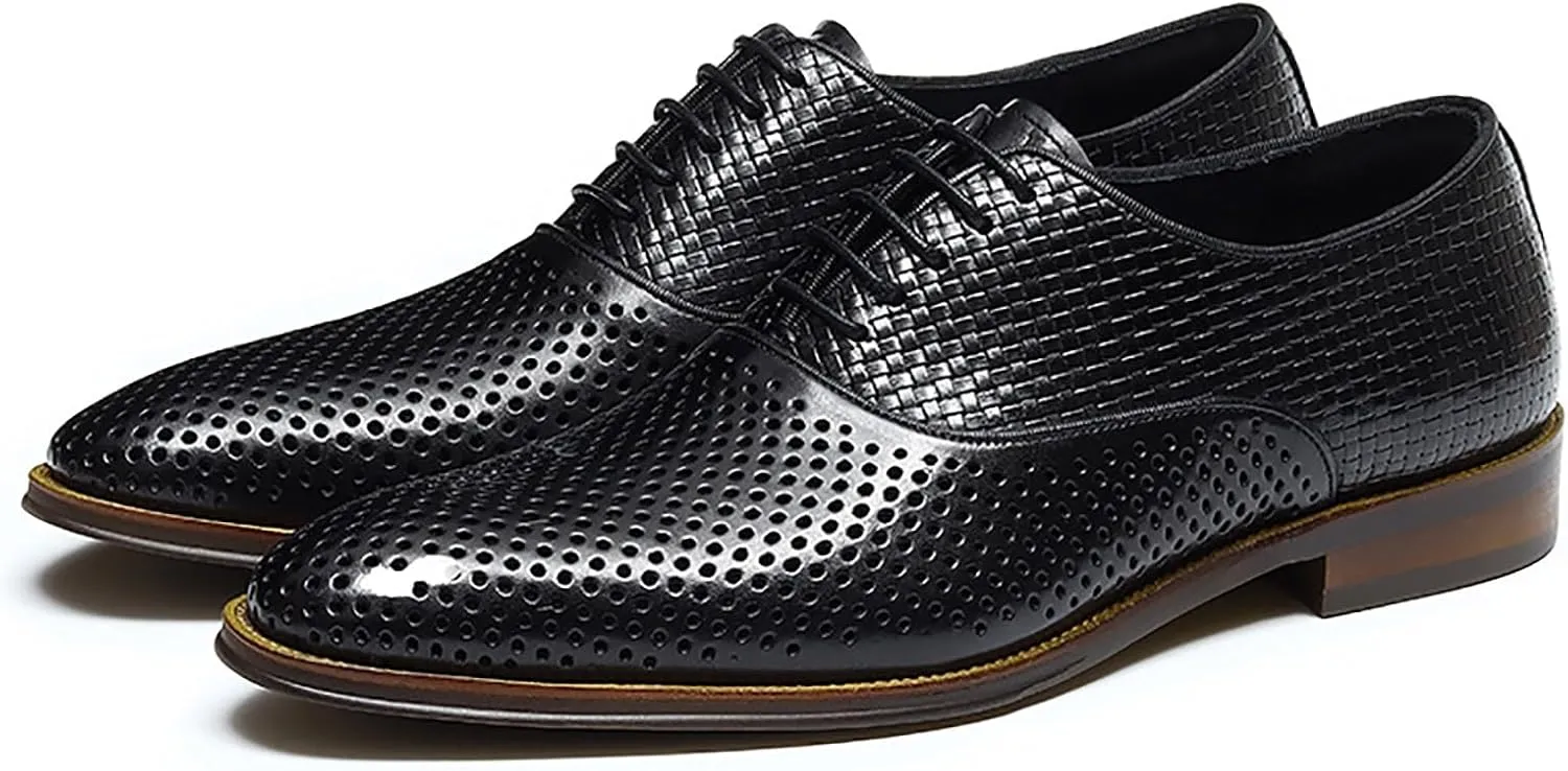 Breathable Business Casual Dress Shoes for Men Premium Cowhide Office Wear with Cushioned Comfort for Weddings, Parties and Professional Attire