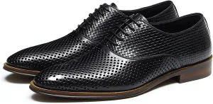 Breathable Business Casual Dress Shoes for Men Premium Cowhide Office Wear with Cushioned Comfort for Weddings, Parties and Professional Attire