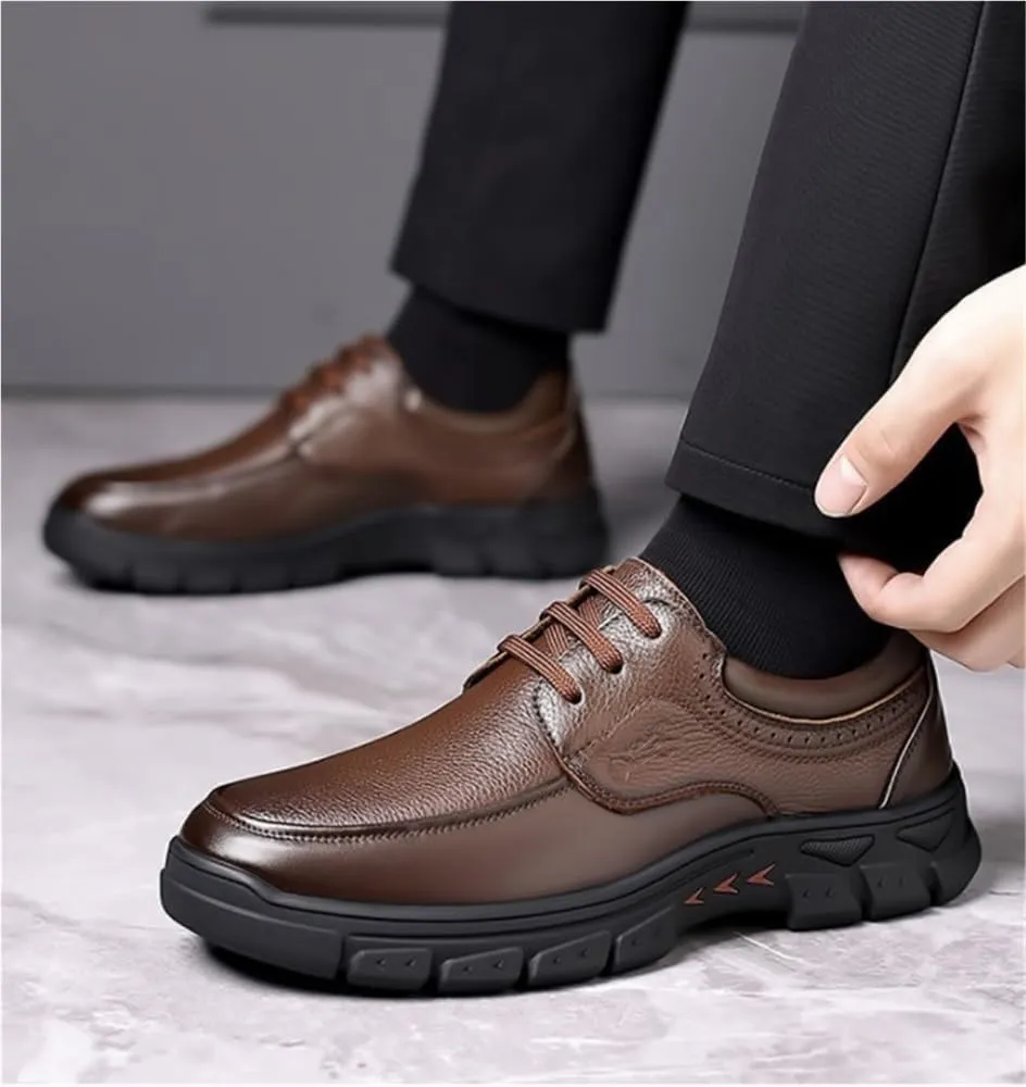 Brogue Business Lace-up Wedding Shoes Platform Oxfords Breathable Comfy Non Slip Rubber Sole Leather