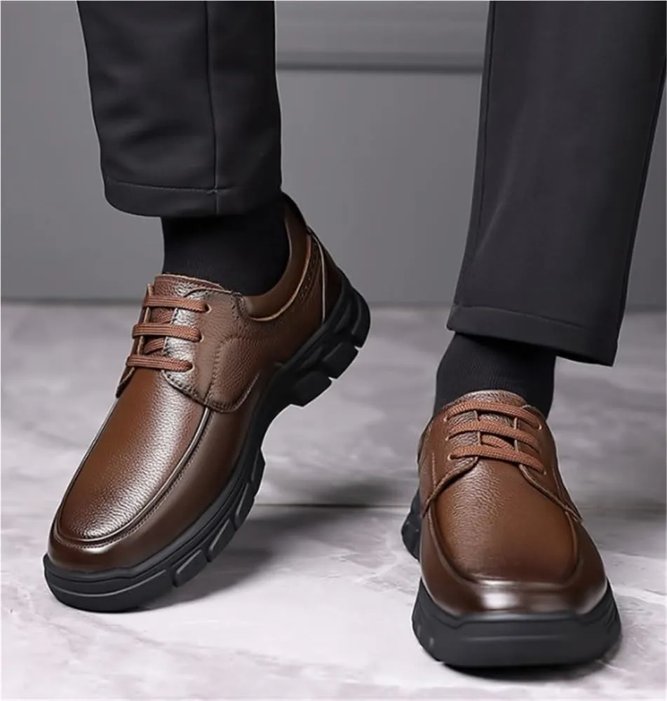 Brogue Business Lace-up Wedding Shoes Platform Oxfords Breathable Comfy Non Slip Rubber Sole Leather
