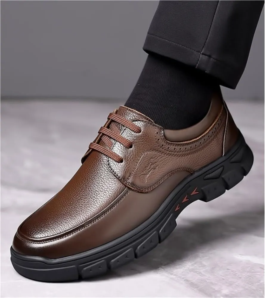 Brogue Business Lace-up Wedding Shoes Platform Oxfords Breathable Comfy Non Slip Rubber Sole Leather