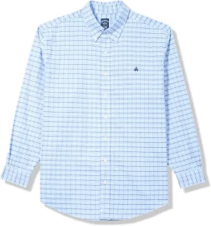 Brooks Brothers Men's Big & Tall Non-Iron Stretch Oxford Sport Shirt Long Sleeve Check