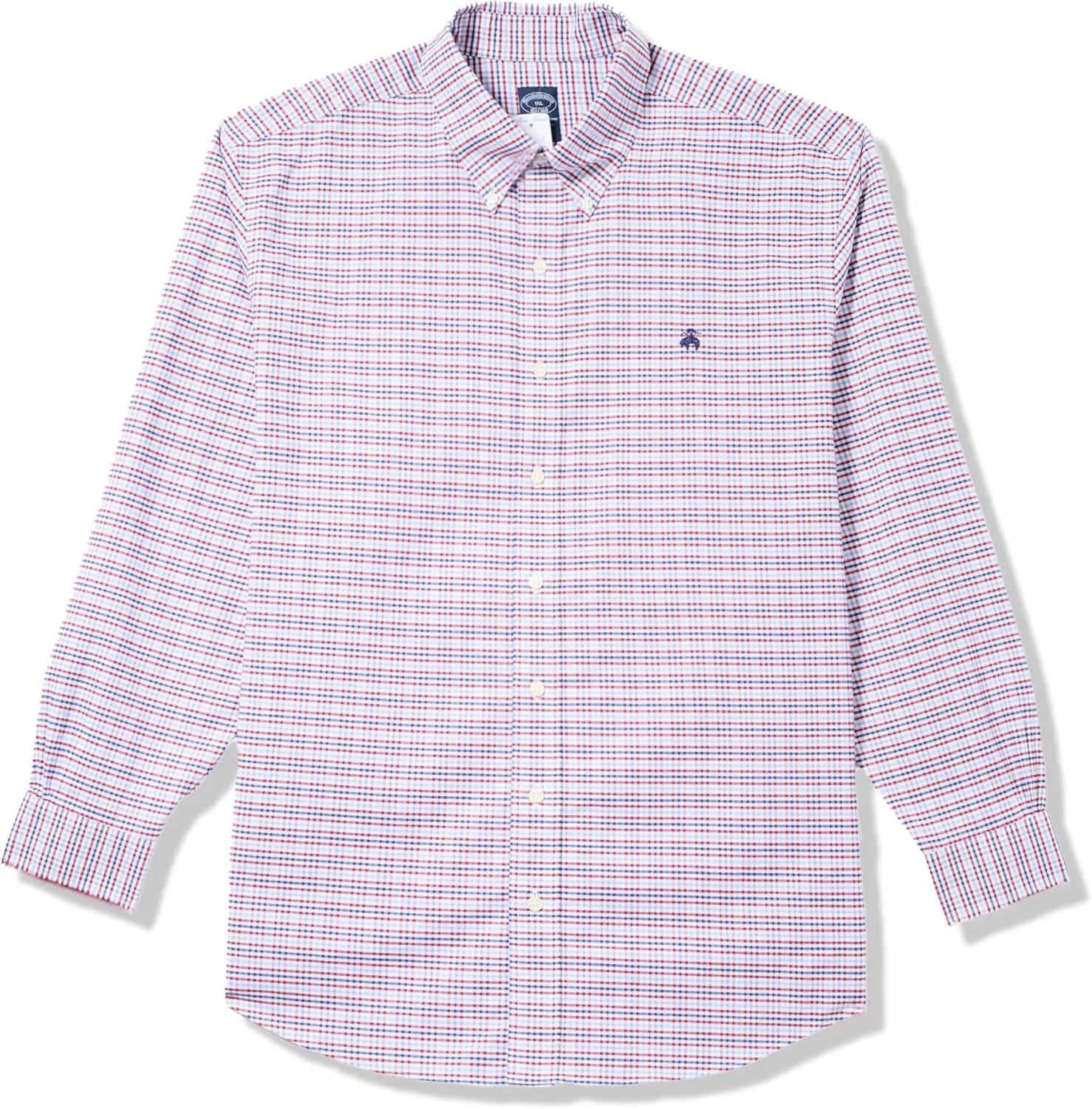 Brooks Brothers Men's Big & Tall Non-Iron Stretch Oxford Sport Shirt Long Sleeve Check