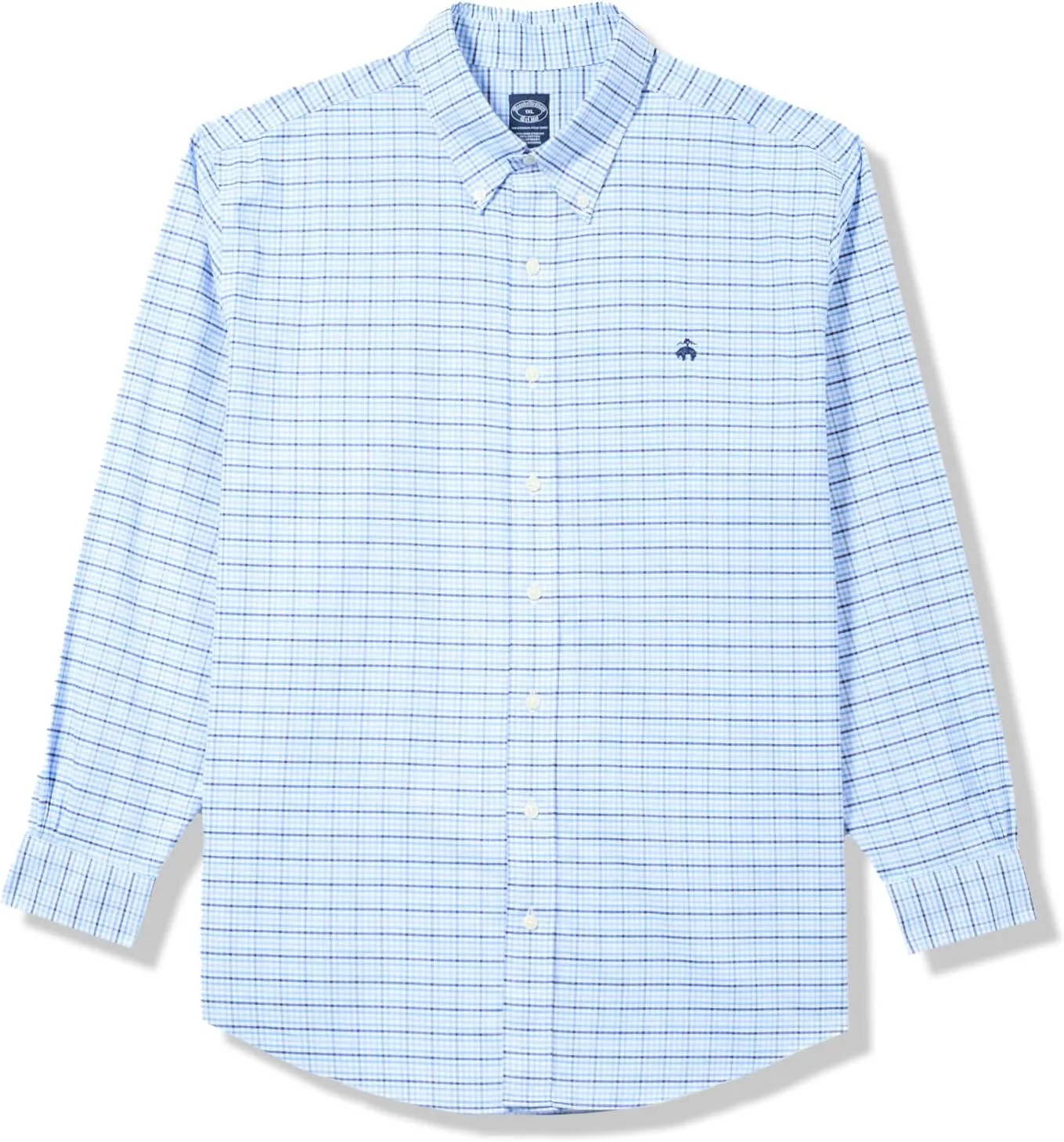 Brooks Brothers Men's Big & Tall Non-Iron Stretch Oxford Sport Shirt Long Sleeve Check