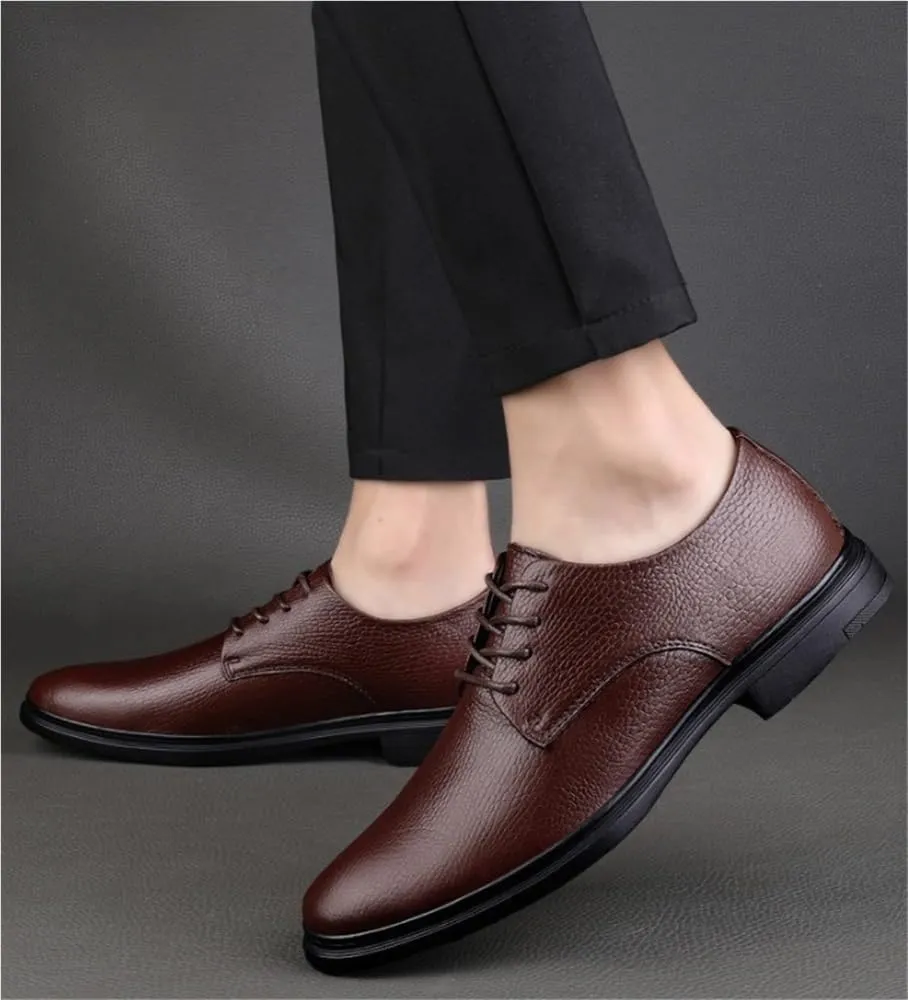 Business Work Soft Wedding Shoes Anti-Slip Block Heel Formal Oxfords Patent Leather Lace Up