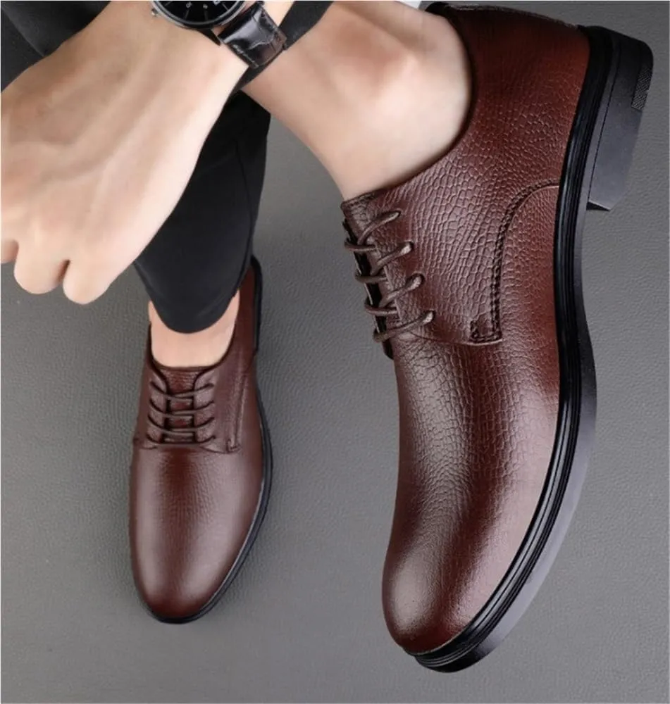 Business Work Soft Wedding Shoes Anti-Slip Block Heel Formal Oxfords Patent Leather Lace Up