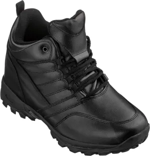 CALTO Men's Invisible Height Increasing Elevator Shoes - Black Leather Lightweight Trainer Sneakers - 4.5 Inches Taller - FD003 - Size 10 D(M) US