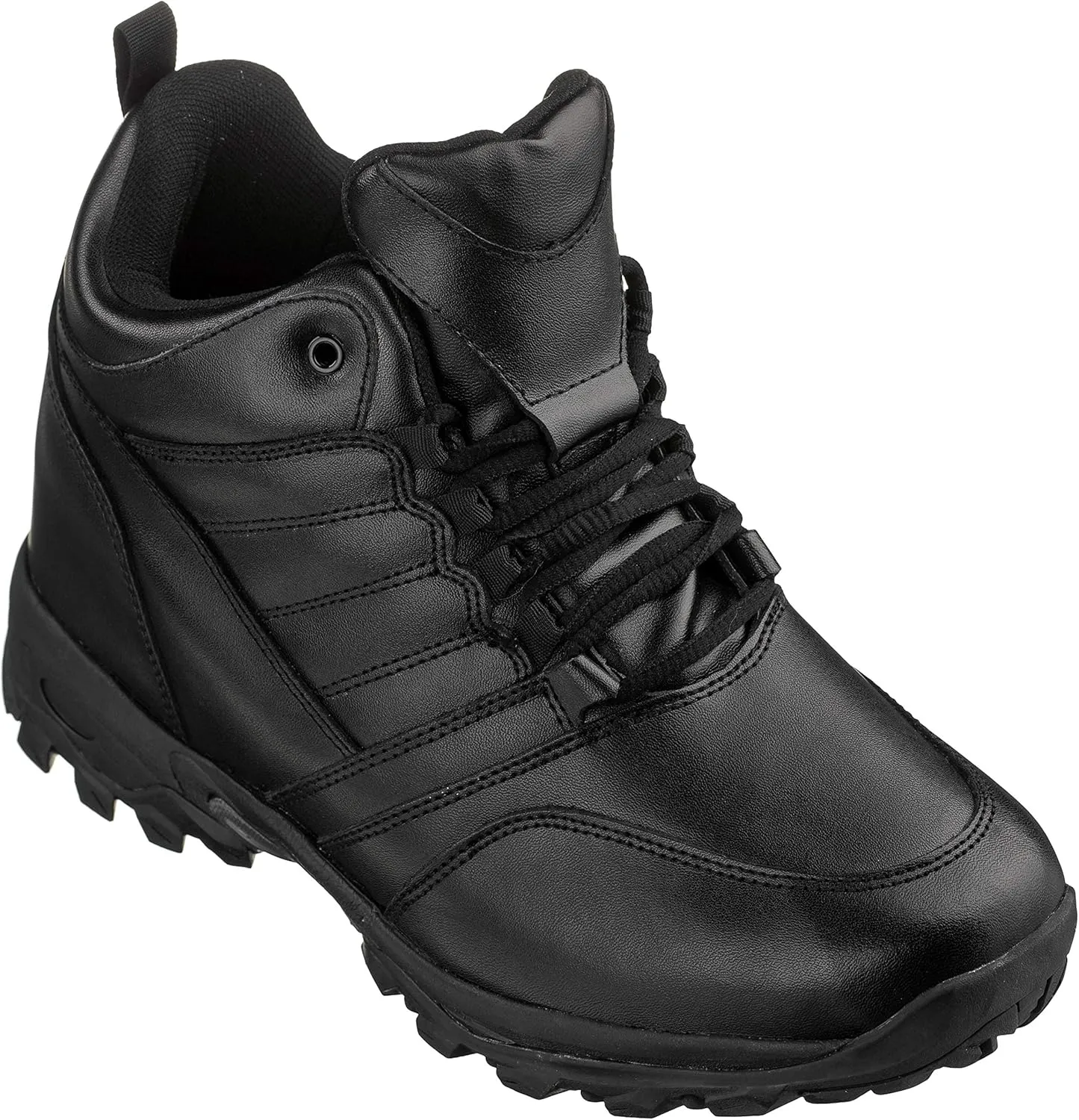 CALTO Men's Invisible Height Increasing Elevator Shoes - Black Leather Lightweight Trainer Sneakers - 4.5 Inches Taller - FD003 - Size 11 D(M) US