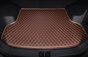 Car Leather Cargo Liners for Genesis GV70 EV Pure Electric 2023 2024, Full Coverage Rear Trunk Liner Mats Waterproof Anti-Scratch Protector Pad,Brown