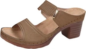 Chunky Heel Slippers Open Toe Summer Slip on Dressy Wedge Sandals Square Toe Block Heel Mule Sandals Womens Comfy Wedge Orthopedic Sandal Lightweight Breathable Platform Slippers