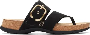 Clarks Women's Reileigh Park Flip-Flop, Black Nubuck, 5