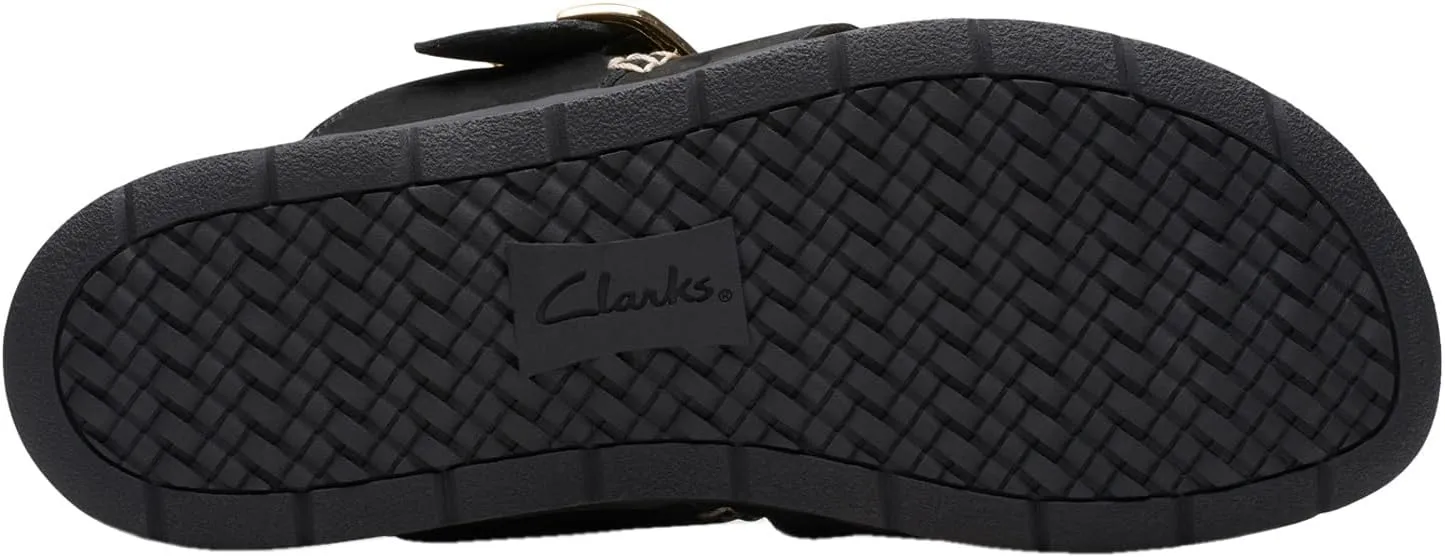 Clarks Women's Reileigh Park Flip-Flop, Black Nubuck, 8