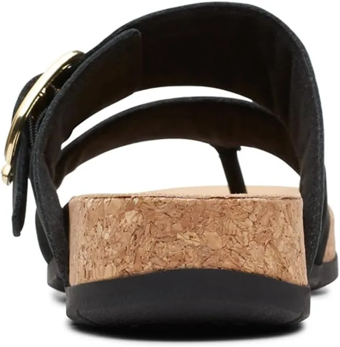 Clarks Women's Reileigh Park Flip-Flop, Black Nubuck, 8