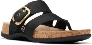Clarks Women's Reileigh Park Flip-Flop, Black Nubuck, 8